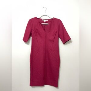 Diane Von Furstenberg Burgundy Wool Dress Womens Size 10 Side Zip 1/4 Sleeve